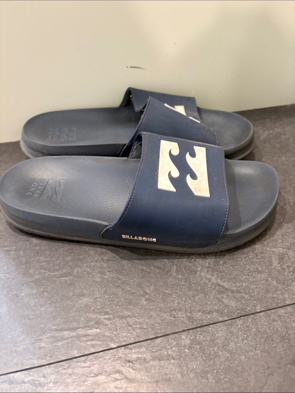 Billabong Navy and White Logo Slide Sandals
